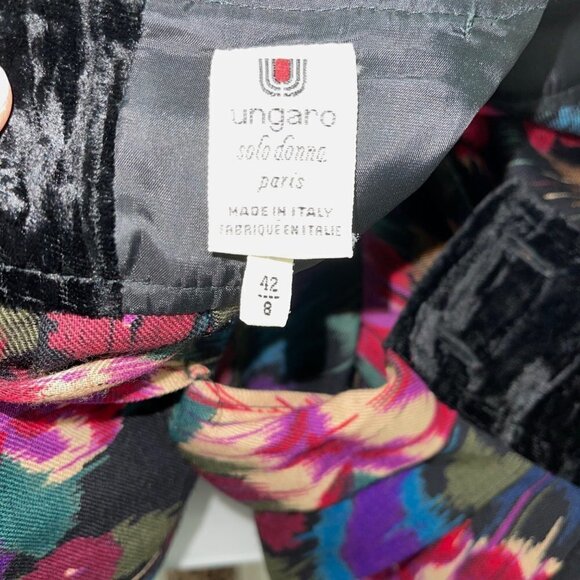 Emanuel Ungaro Solo Donna Dress Womens Size 8 Vintage Wool Velvet Rayon Black - Picture 4 of 14